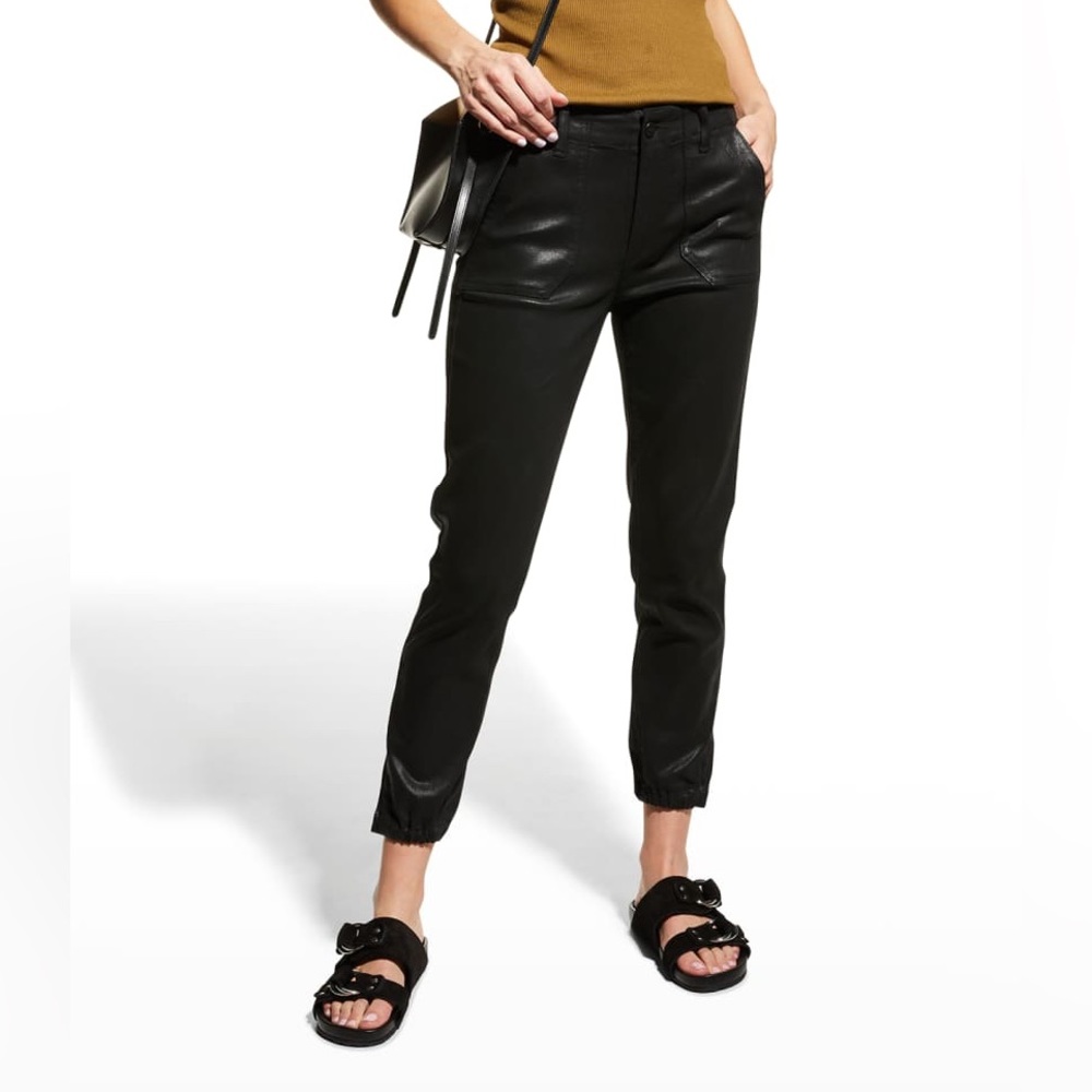 Paige Mayslie coated jogger pants in black